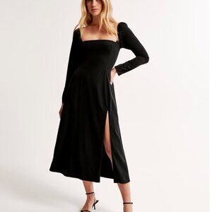 Abercrombie & Fitch Long-sleeve Squareneck Midi Dress (M)